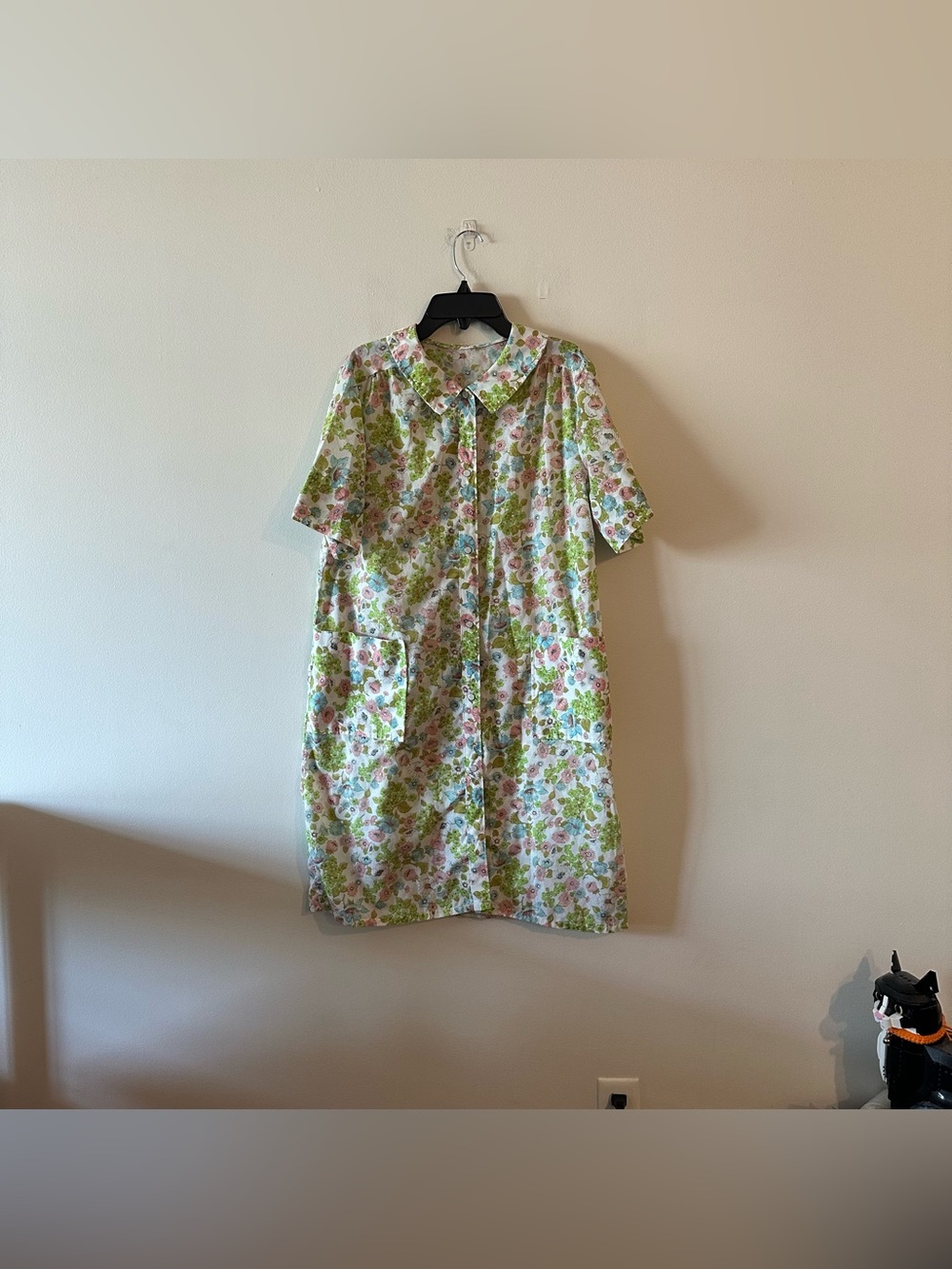 Vintage Handmade Floral Shirt Dress Collared Cottagecore Floral Button Down